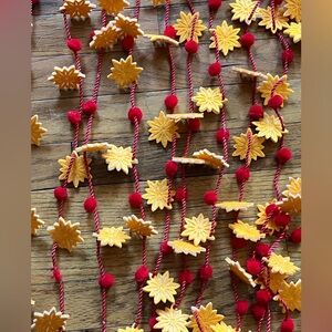 38 Feet Garland Pom Poms Flowers Twine Yellow & Red